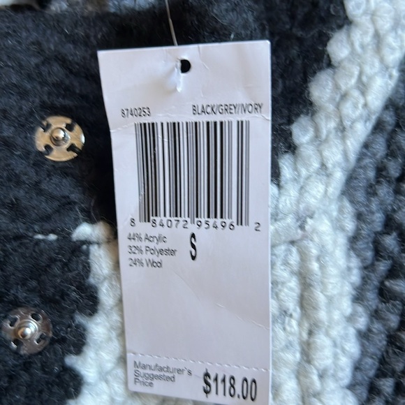 Grace Elements Women's Black Gray Knit Coatigan Cardigan Jacket Size S NWT - Picture 7 of 7